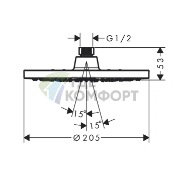 Потолочный шарнирный душ HG Vernis Blend 200, хром (26271000) - фото 2