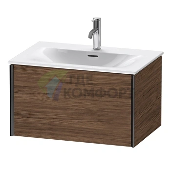 Тумба подвесная Duravit XViu 610x800x480 мм для раковины, 1 ящик, цвет walnut dark/черный матовый (XV40330B221) - фото 1