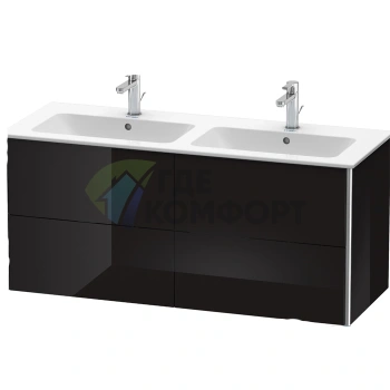 База под раковину Duravit XSquare 1280 мм с 4 выдвижными ящиками, цвет черный глянец (арт. 233613) (XS417504040) - фото 1