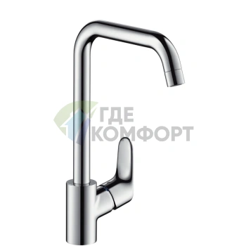 Кухонный смеситель Hansgrohe Focus с поворотным изливом в цвете металлик (31820800) - фото 1