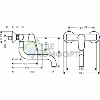 Смеситель для кухни Hansgrohe Focus настенный с поворотным изливом, хром (31825000) - фото 2