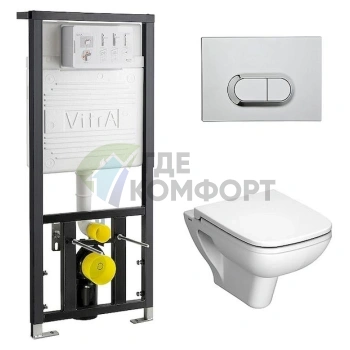 Комплект кнопки для унитаза VitrA S20 в хроме - фото 1