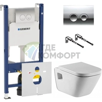 Комплект для скрытого монтажа: Чаша Roca Gap, инсталляция Geberit 3 в 1 с микролифтом и шумоизоляцией - фото 1