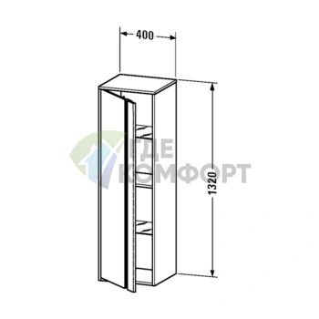 Высокий шкаф Duravit Ketho 400x360x1320 мм, белый глянцевый, со стеклянными и деревянными полками (KT1257R2222) - фото 2