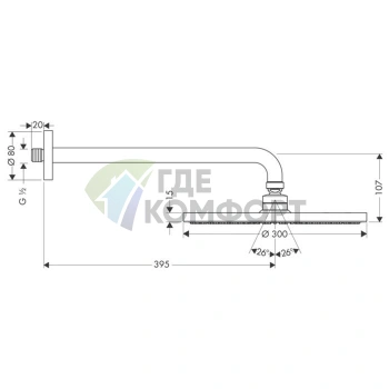 Верхний душ HG Raindance S 300 мм с технологией RainAir (27493000) - фото 2