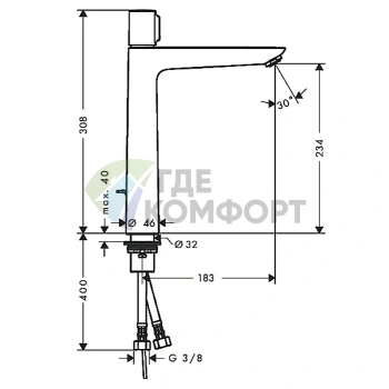 Смеситель для раковины Hansgrohe Talis Select E на 1 отверстие, хром (71752000) - фото 2