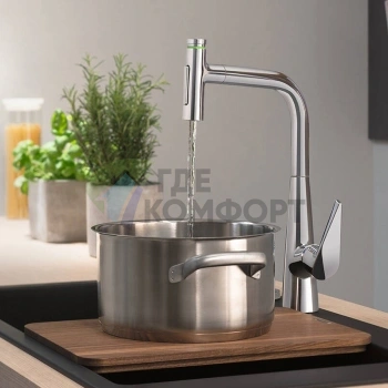Кухонный смеситель Hansgrohe Talis Select M51 с выдвижным душем и поворотным изливом, хром (73867000) - фото 1