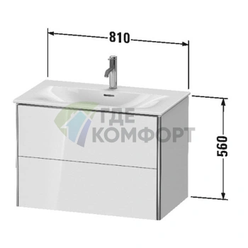 Тумба подвесная Duravit XSquare 234483 с двумя ящиками, 560x810x478 мм, цвет White High Gloss (XS432402222) - фото 2