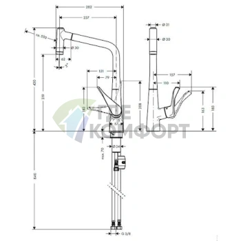 Смеситель Hansgrohe Metris 14820800 для кухни с вращающимся изливом - фото 4