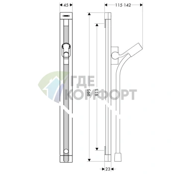 Штанга для душа HG Unica E 90 см со шлангом, хром (27640000) - фото 2