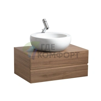 Тумба под раковину Laufen Alessi One 800x500 мм, 2 ящика, цвет орех (4.2402.3.097.630.1) - фото 1