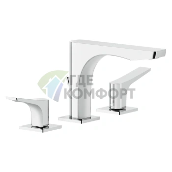 Смеситель для раковины GESSI Rilievo на 3 отверстия с донным клапаном, высота 125 мм, излив 154 мм, хром (59011#031) - фото 1