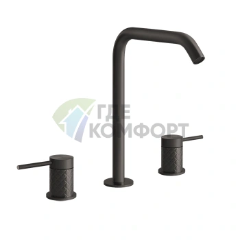 Смеситель для раковины GESSI 316 на 3 отверстия, цвет brushed black metal PVD (54111#707) - фото 1