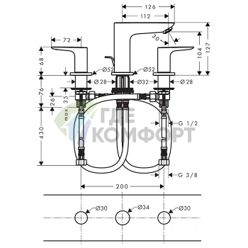 Смеситель для раковины Hansgrohe Talis E 150, 3 отверстия, шлифованная бронза (71733140) - фото 2