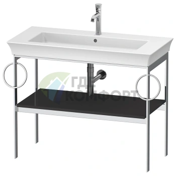 Консоль напольная Duravit White Tulip Graphite HighGloss с полкой и полотенцедержателями (WT4547BH1H1) - фото 1