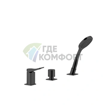 Смеситель для ванны GESSI Rilievo на 3 отверстия с выдвижной лейкой и переливом (59043#299) - фото 1