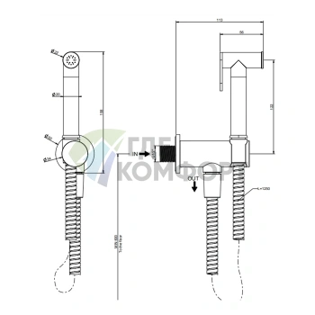 Гигиенический душ Gessi Transparenze Black Metal Brushed PVD (14331#707) - фото 2