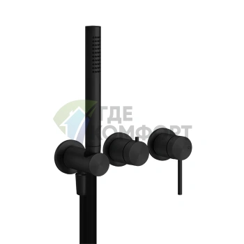 Встраиваемый смеситель GESSI 316 для двух источников воды с ручной лейкой (Black XL) (54039#299) - фото 1