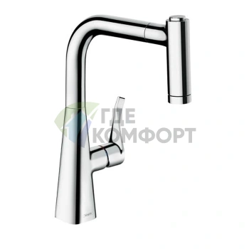 Кухонный смеситель Hansgrohe Metris M71 однорычажный с выдвижным душем, хром (73801000) - фото 1
