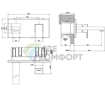 Смеситель Gessi Rettangolo встраиваемый однорычажный, хром (44840#031) - фото 2