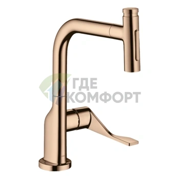 Кухонный смеситель AX Citterio с выдвижным изливом в полированном красном золоте (39862300) - фото 1