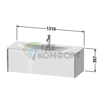 Раковина Duravit Viu мебельная с переливом, нажимным выпуском, 1230x490 мм, белый (2344120000) - фото 2