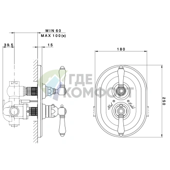 Термостатическая вставка Nicolazzi 3/4 с запорным клапаном для встраиваемого смесителя (хром) (4909CR69) - фото 2