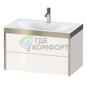 Тумба подвесная Duravit XViu с раковиной, 2 ящика, белый глянцевый/champagne matt (XV4615OB122P) - фото 1