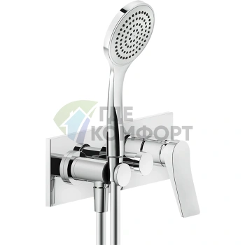 Встраиваемый смеситель для ванны GESSI Rilievo с душевой лейкой и переключателем, хром (59141#031) - фото 1