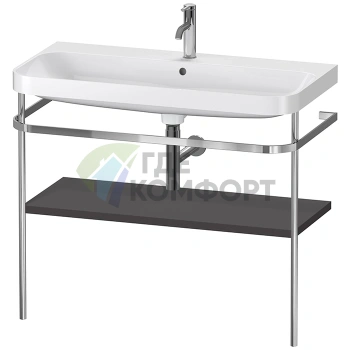 Консольная напольная раковина Duravit Happy D.2 Plus 975х490х850 мм в цвете Графит суперматовый (HP4838O8080) - фото 1