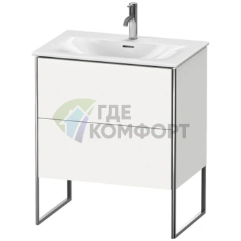 Напольная тумба Duravit XSquare под раковину с двумя ящиками, цвет White High Gloss (XS452302222) - фото 1