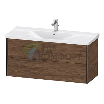 Подвесная тумба Duravit XViu 565×1210×469 мм для раковины 233212, 2 ящика, цвет walnut dark/черный матовый (XV41180B221) - фото 1