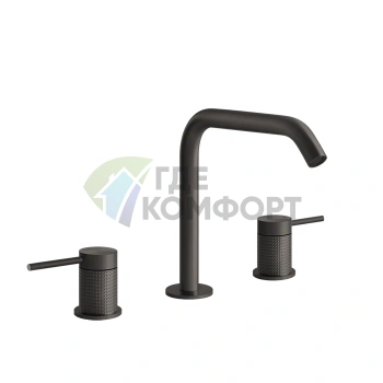 Смеситель для раковины GESSI 316 на 3 отверстия, цвет brushed black metal PVD (54412#707) - фото 1
