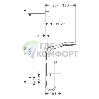 Душевой набор HG Raindance Select E: 3 режима, EcoSmart, белый/хром (26623400) - фото 2