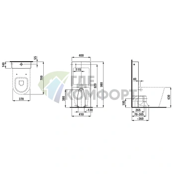 Унитаз LAUFEN KARTELL приставной безободковый белый 560x370x430 мм (8.2333.7.000.000.1) - фото 2