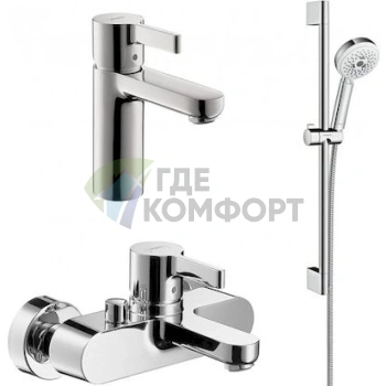 Комплект сантехники Hansgrohe Metris: смесители для ванны, раковины и душевой гарнитур - фото 1