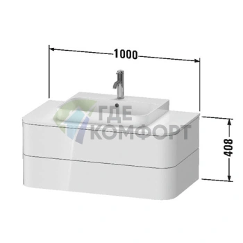 Столешница Duravit Happy D.2 Plus 1000x550x16 мм с отверстием под раковину Graphite Supermatic (HP031E08080) - фото 2