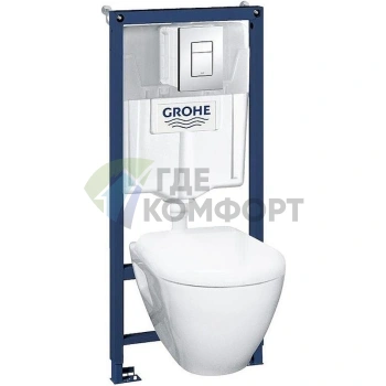 Комплект Grohe Solido: подвесной унитаз, инсталляция и кнопка смыва - фото 1