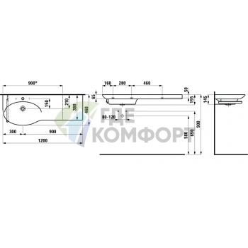 Тумба под раковину LAUFEN PALACE 1140 мм с дверцей и ящиками, белая глянцевая (4.0160.2.075.464.1) - фото 2