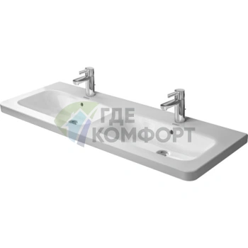 Двойная раковина Duravit DuraStyle 1300 мм с переливом и тремя отверстиями под смеситель (2338130030) - фото 1