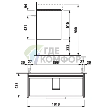 Подвесная база LAUFEN Base 8.1396.6 с двумя ящиками, 1010×440×530 мм, белый матовый (4.0245.2.110.260.1) - фото 2