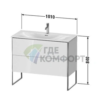 Напольная тумба Duravit XSquare 234410 с двумя ящиками, регулируемыми ножками, цвет White High Gloss (XS452502222) - фото 2