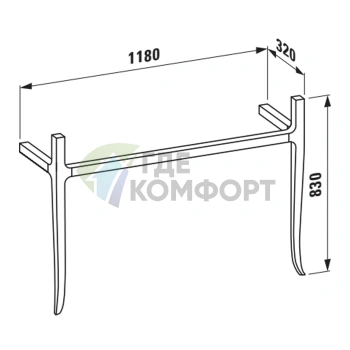 Консоль деревянная Laufen New Classic под раковину 1180×320×820 мм, цвет орех (4.0607.3.085.629.1) - фото 2