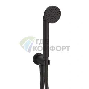 Душевой набор Fantini Icona Classic: ручная лейка со шлангом и держателем, Deep Black PVD (53 S1 R043) - фото 1