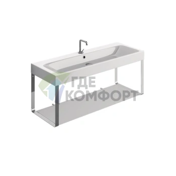 Подвесная полка KERASAN Cento 120x45 см, металл и стекло, хром (упаковка-2 коробки) 9127K1cr - фото 1