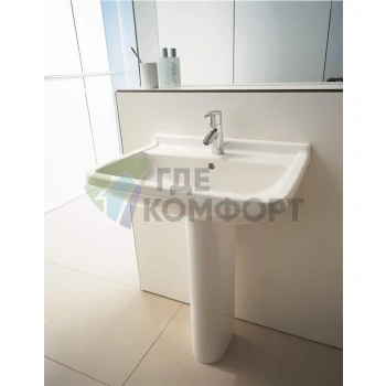 Раковина Duravit Starck 3 двойная 1300x485 мм с двумя отверстиями под смеситель и переливом, белый (865160000) - фото 1