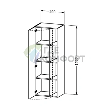Шкаф подвесной DURAVIT DURASTYLE 500 мм, цвет темный каштан, 1 дверь, 3 полки (DS1239L5353) - фото 2