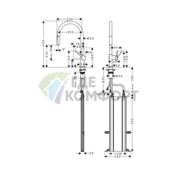 Кухонный смеситель Hansgrohe Talis M54 с выдвижным душем, черный матовый (72803670) - фото 2