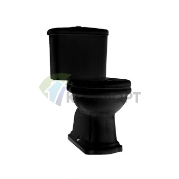 Унитаз-моноблок KERASAN Retro с пристенным сливом, черный глянец (101304nero) - фото 1