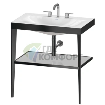Консоль напольная Duravit XViu с раковиной и полкой, 850x800x480 мм, матовый черный/хром (XV4715TB210) - фото 1